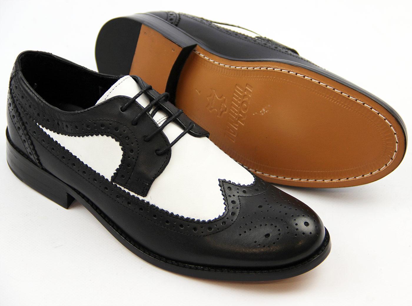 IKON ORIGINAL Yorke Retro 60s Mod 2-Tone Brogues Black/White