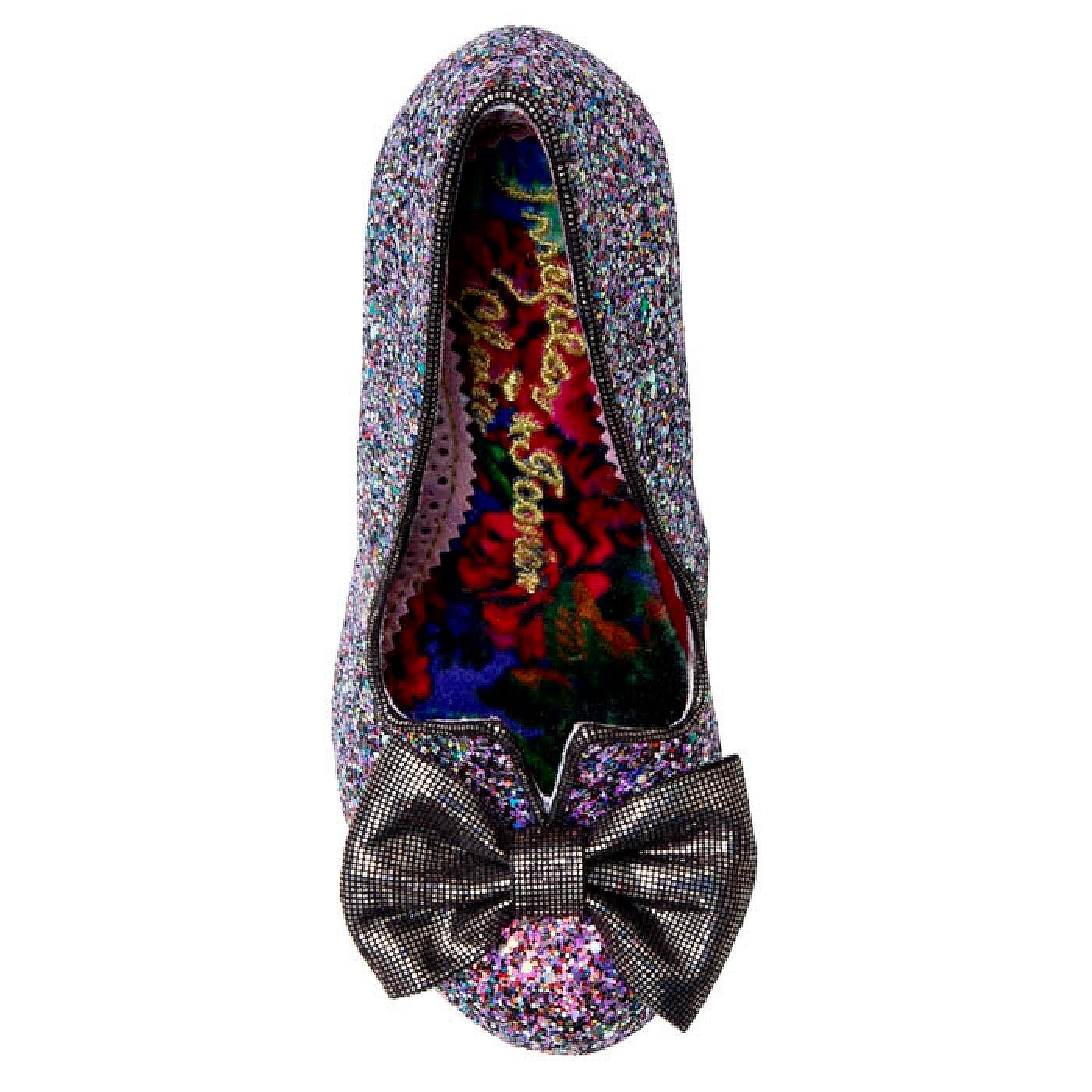 IRREGULAR CHOICE Nick Of Time Retro Black Glitter Heels