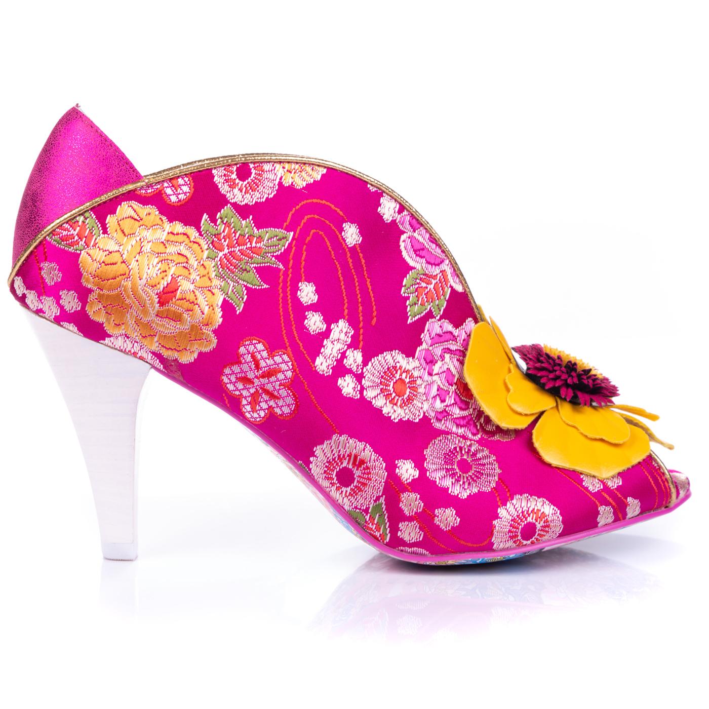 IRREGULAR CHOICE Rita Primrose Vintage Floral Heels Pink