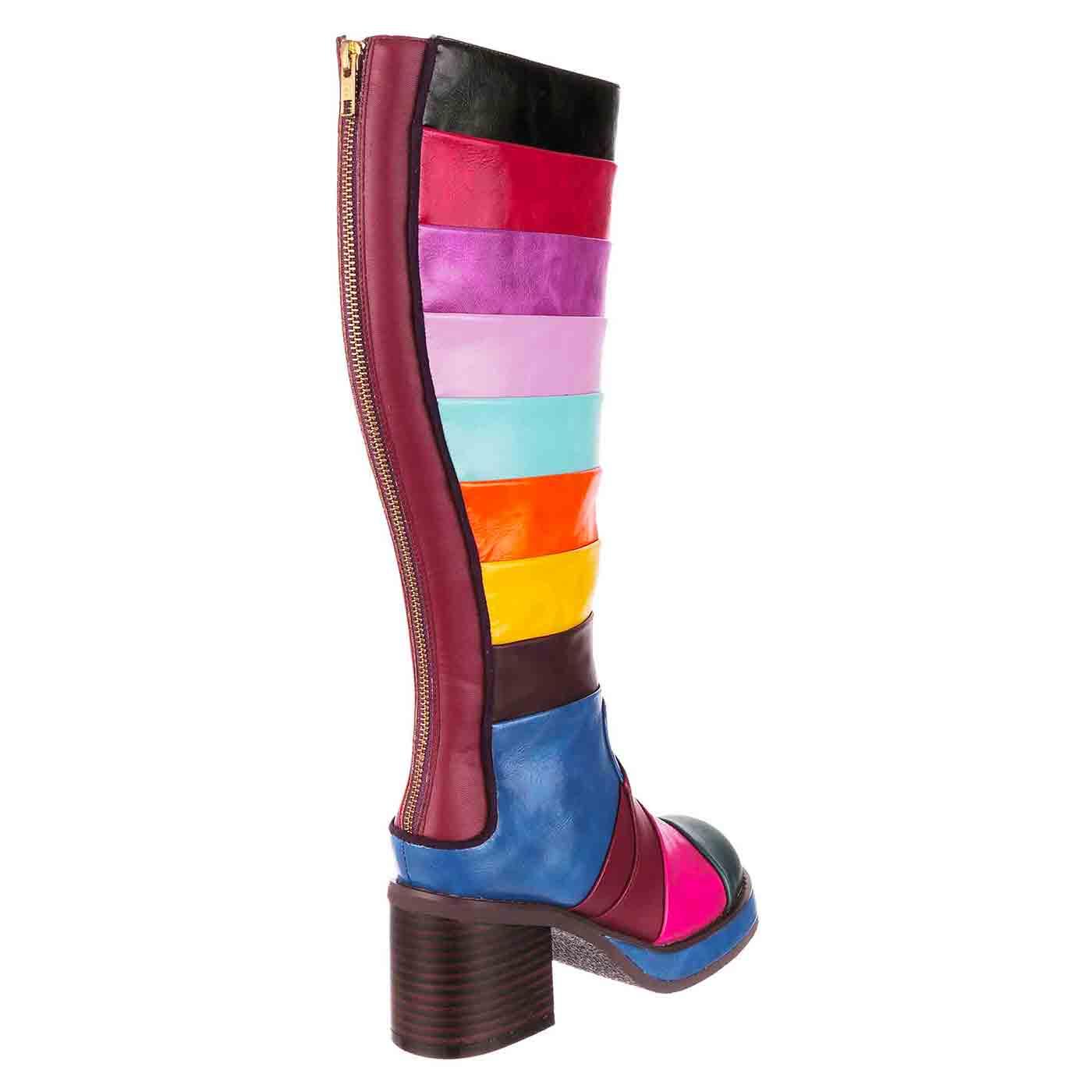 IRREGULAR CHOICE Ammonite Rainbow 70s Knee High Boots