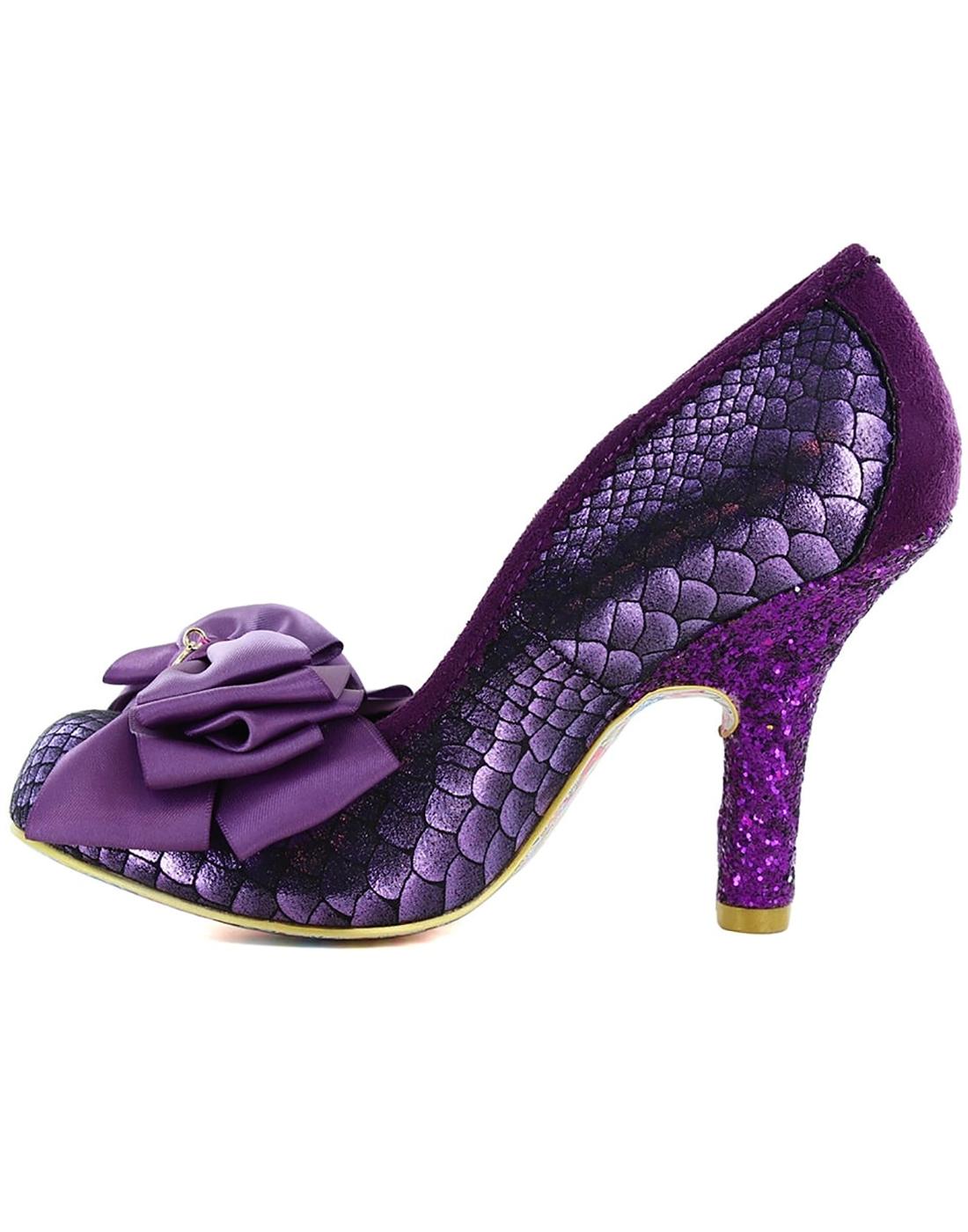 IRREGULAR CHOICE Ascot Retro Vintage Bow Heels in Purple
