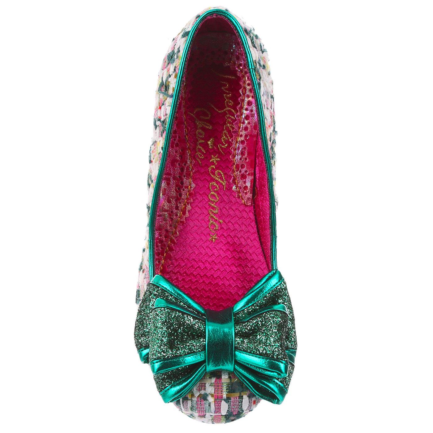 IRREGULAR CHOICE Ban Joe Retro Tweed Weave Heels Green