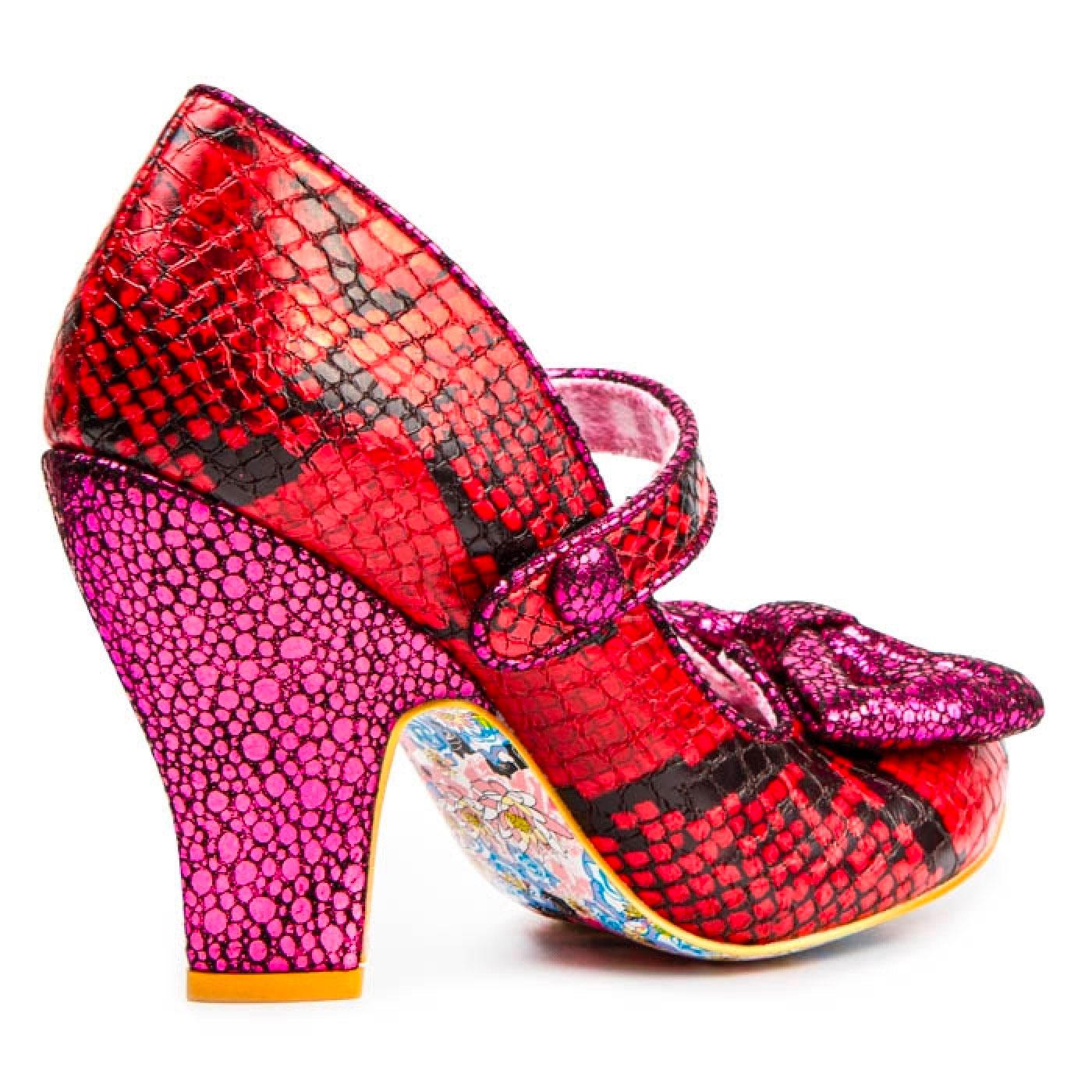 IRREGULAR CHOICE Fancy That Snake Print Heels Pink/Red