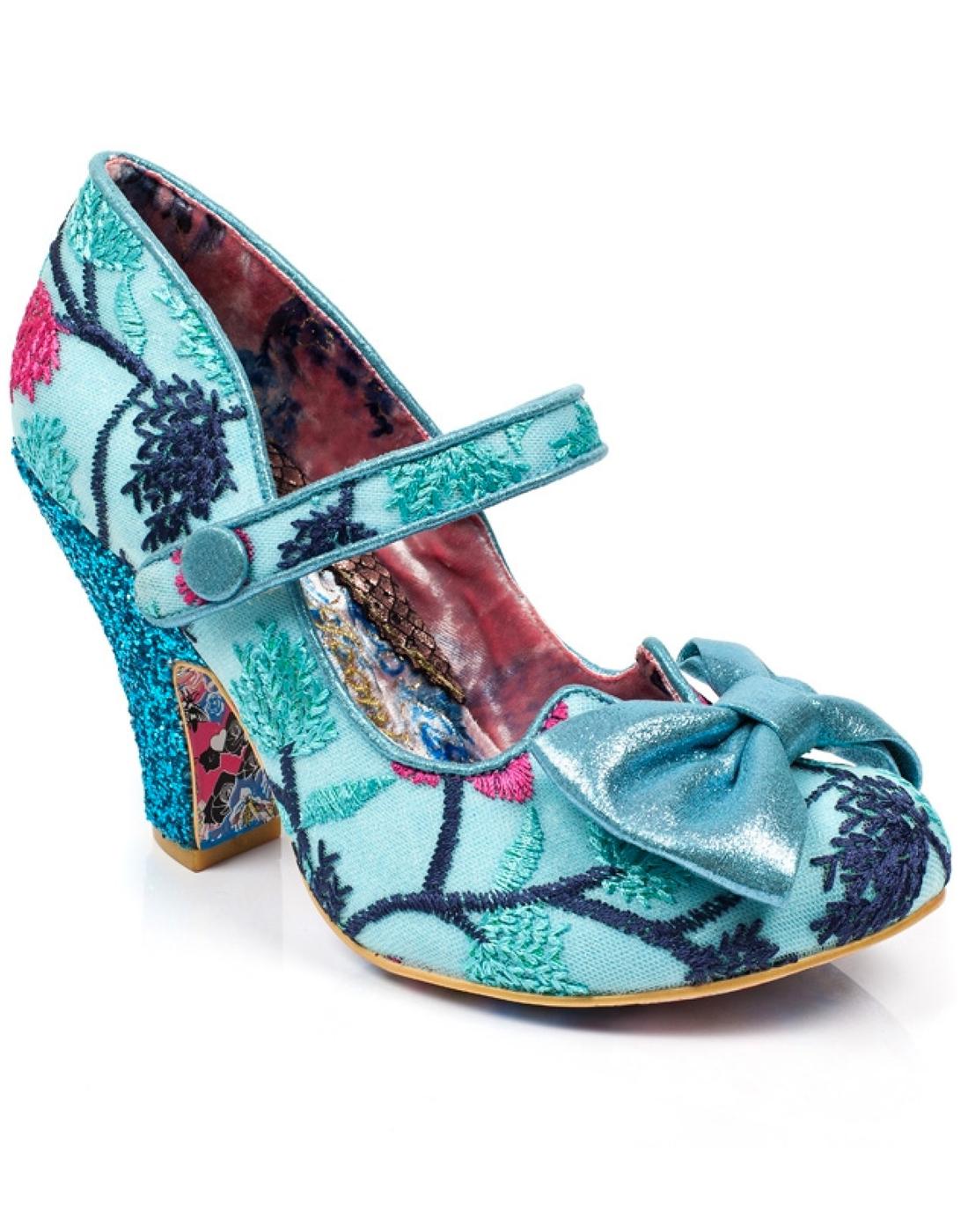 IRREGULAR CHOICE Fancy This Retro Floral Heels in Blue