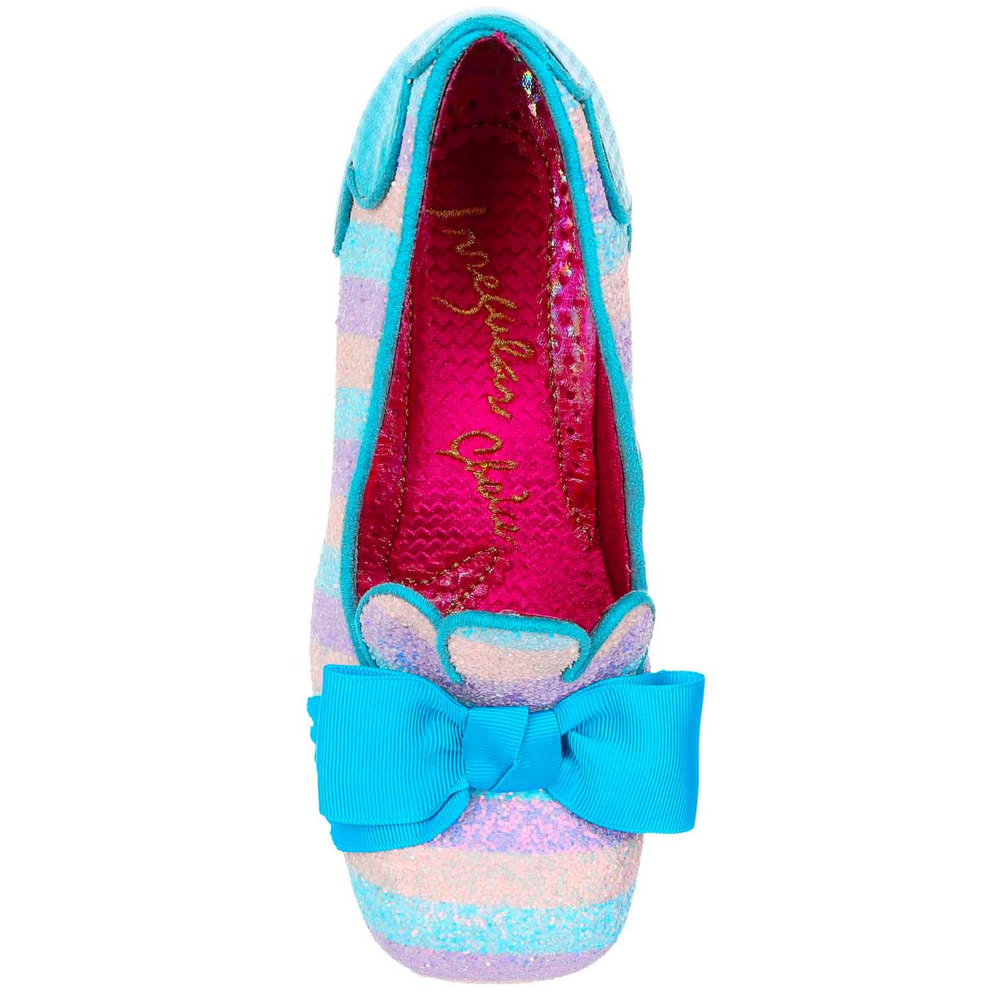 IRREGULAR CHOICE Fleur De Lis Candy Stripe Shoes in Blue