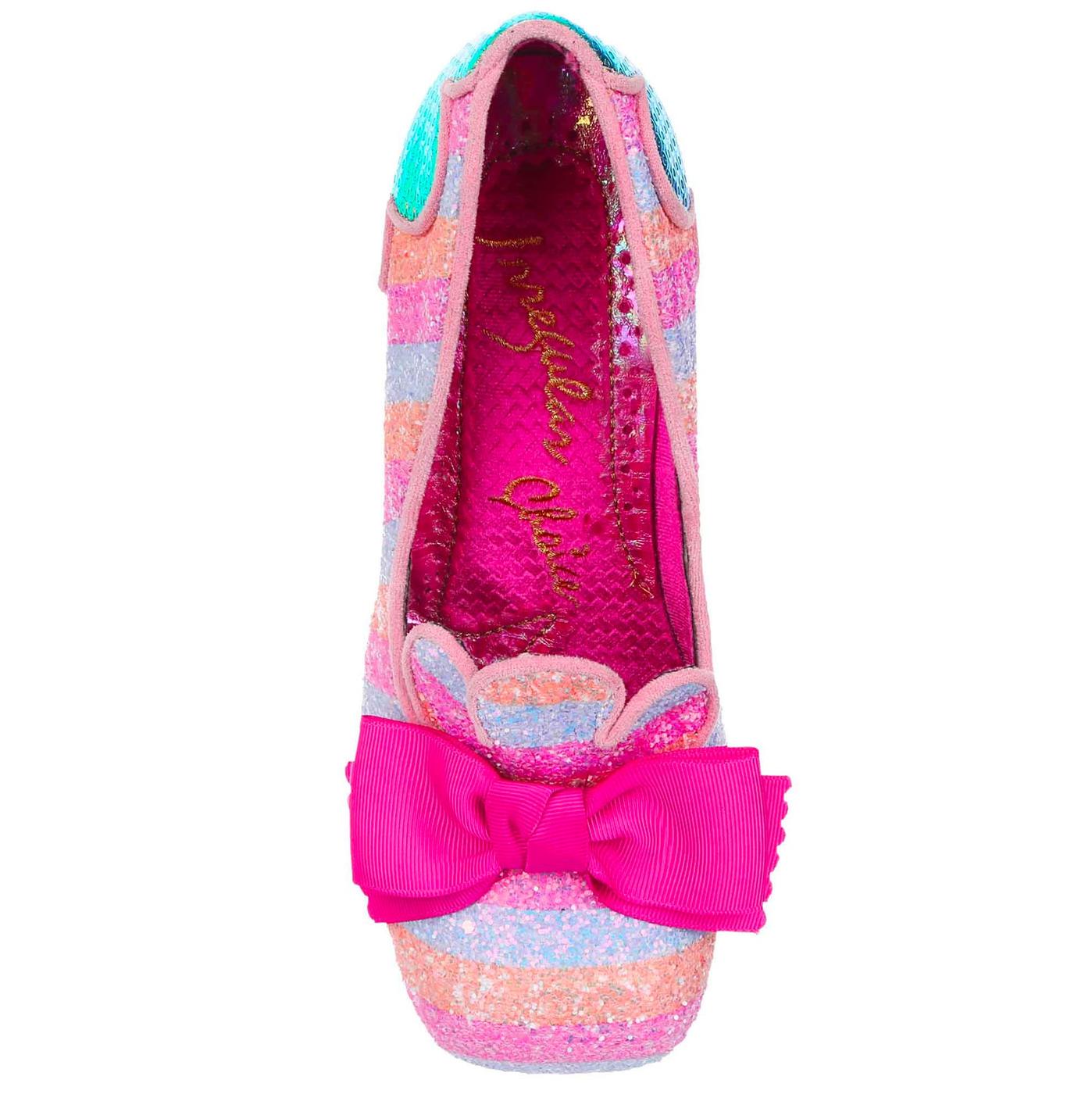 IRREGULAR CHOICE Fleur De Lis Candy Stripe Shoes in Pink