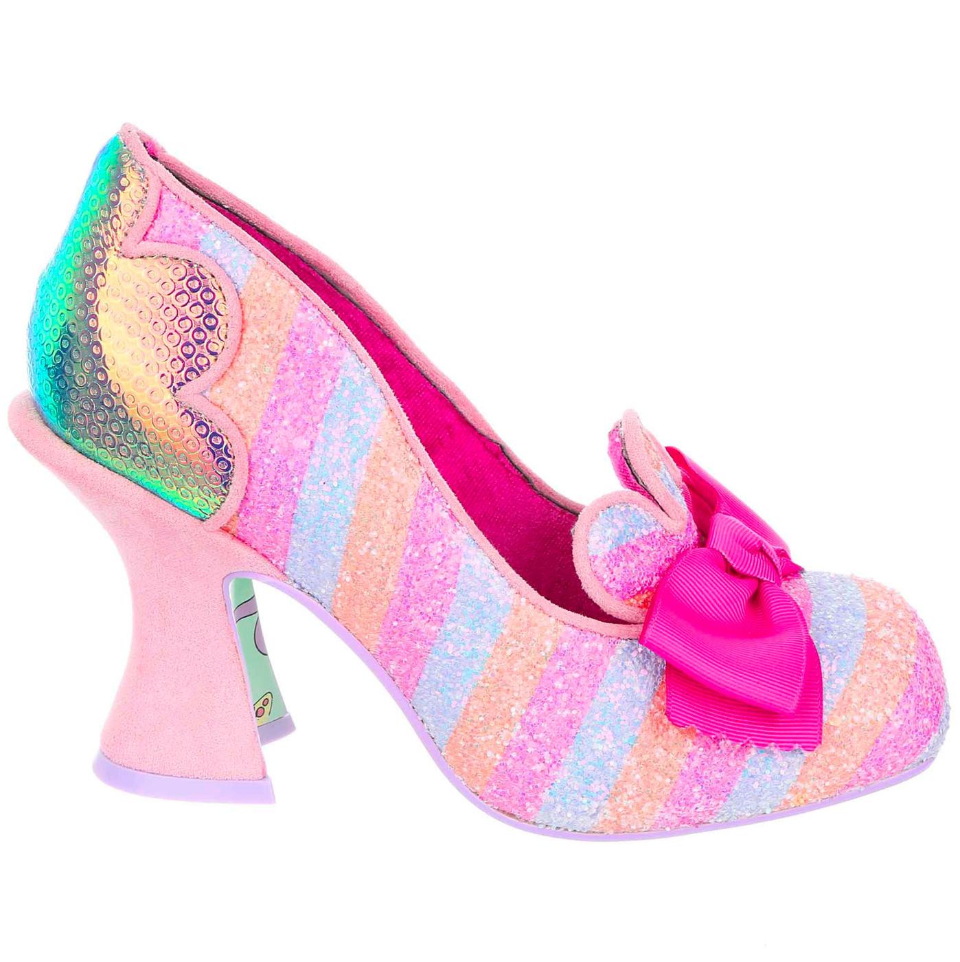 IRREGULAR CHOICE Fleur De Lis Candy Stripe Shoes in Pink