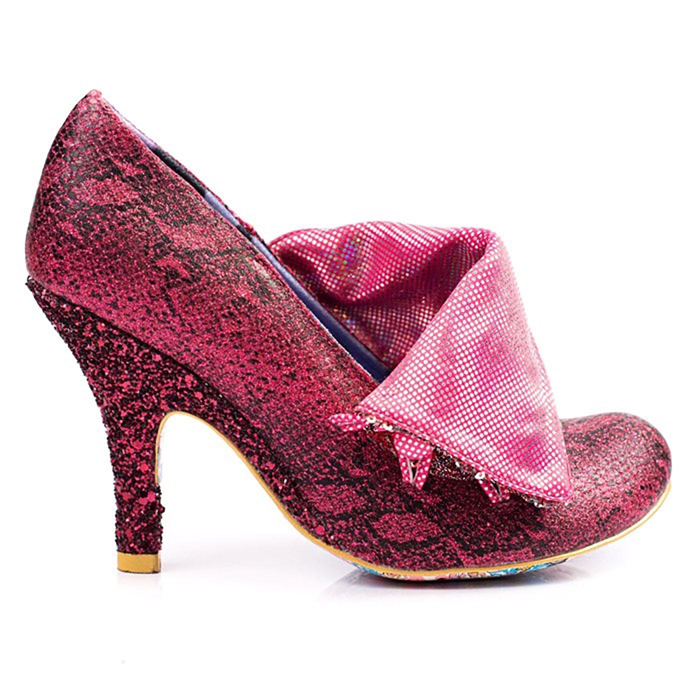 IRREGULAR CHOICE Flick Flack Retro Metallic Heels In Pink