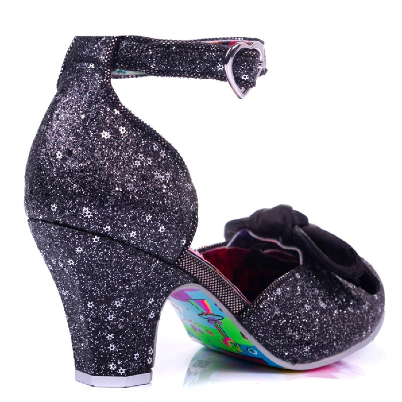 IRREGULAR CHOICE Flickety Kiss Glitter MidHeels BLACK