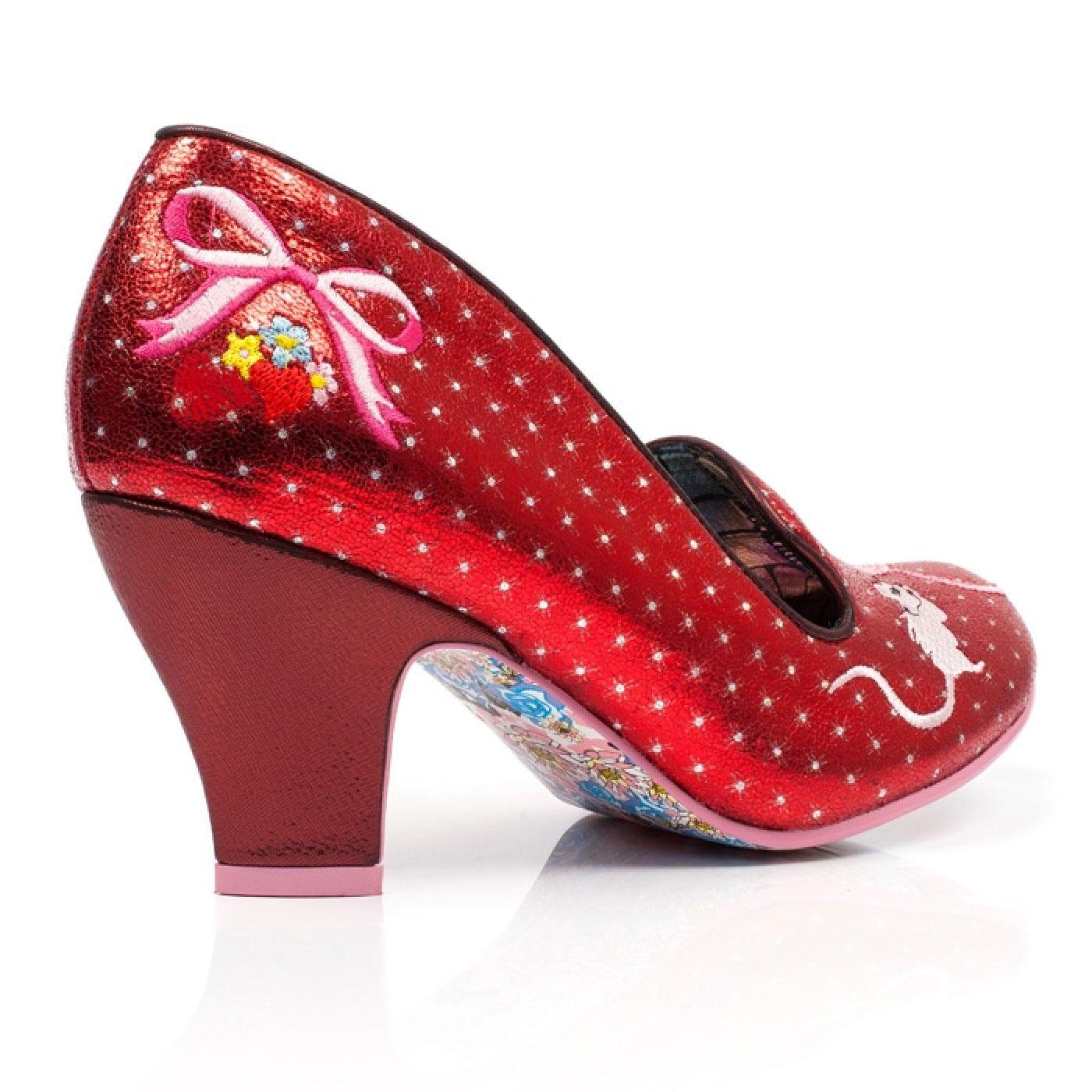 IRREGULAR CHOICE Fuzzy Peg Kitty Shoes in Shiny Red