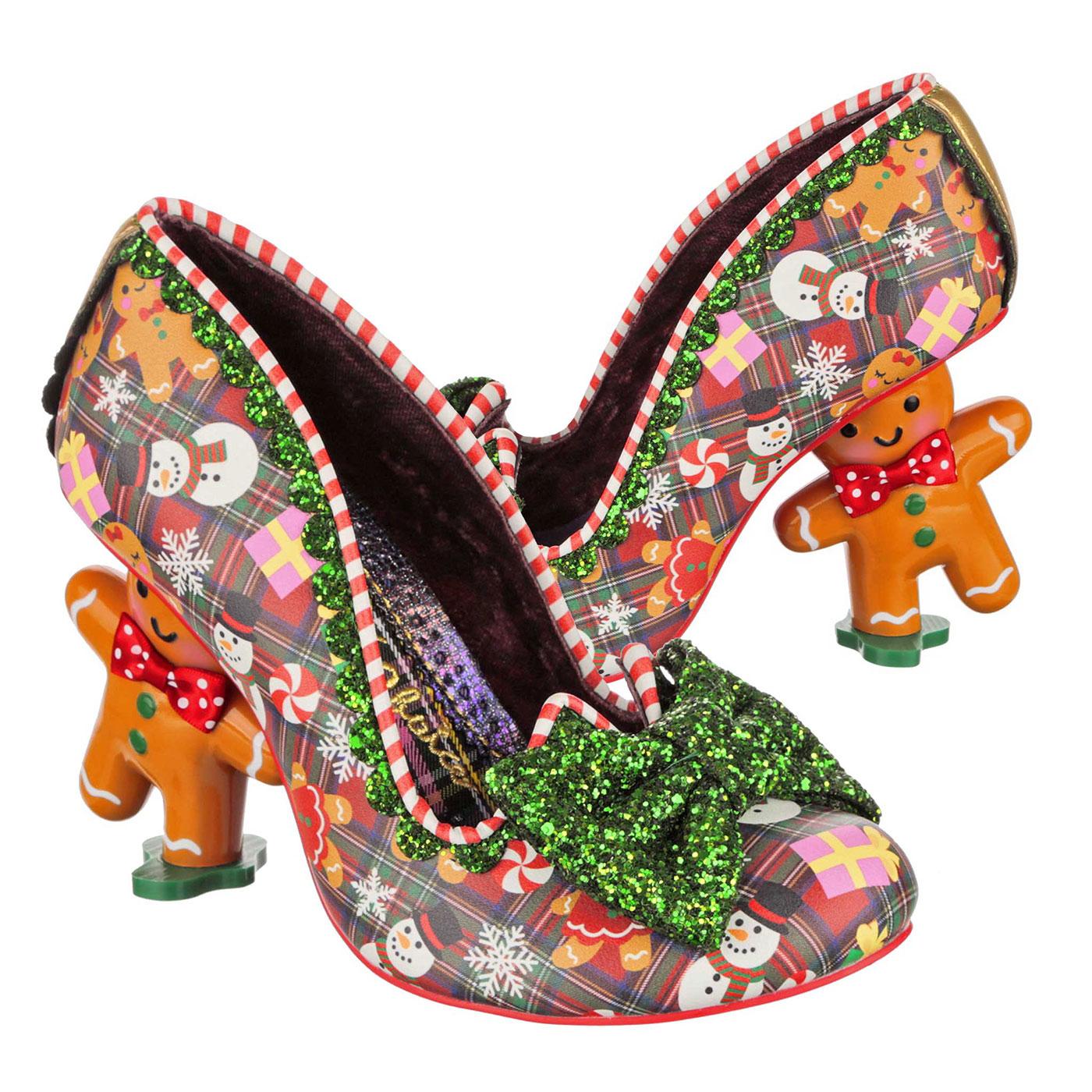 Irregular Choice Ginger Gem Retro Christmas High Heels in Red