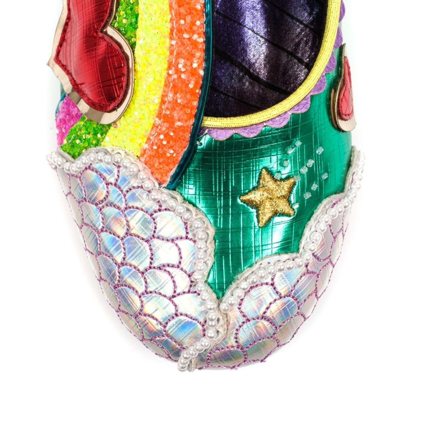 Irregular Choice Holiday Romance Rainbow Flats Green