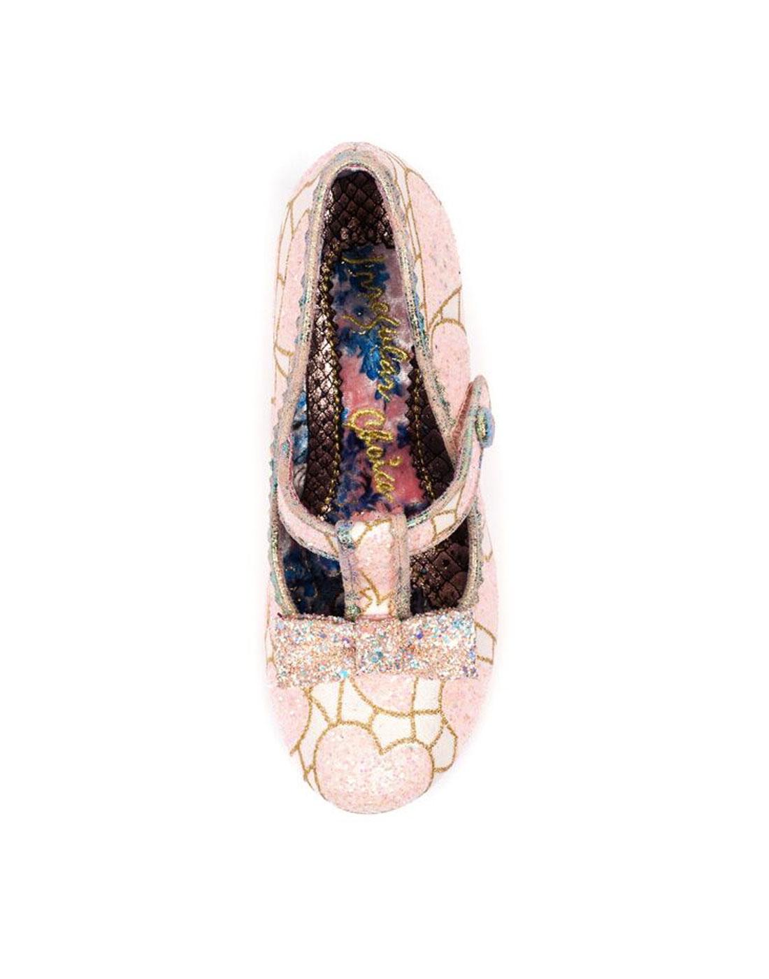 IRREGULAR CHOICE Lazy River Retro 50s Glitter Heels in Pink/Gold