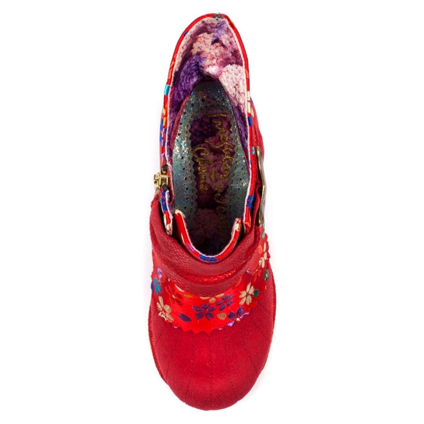 IRREGULAR CHOICE Miaow Retro 60s Floral Boots in Red