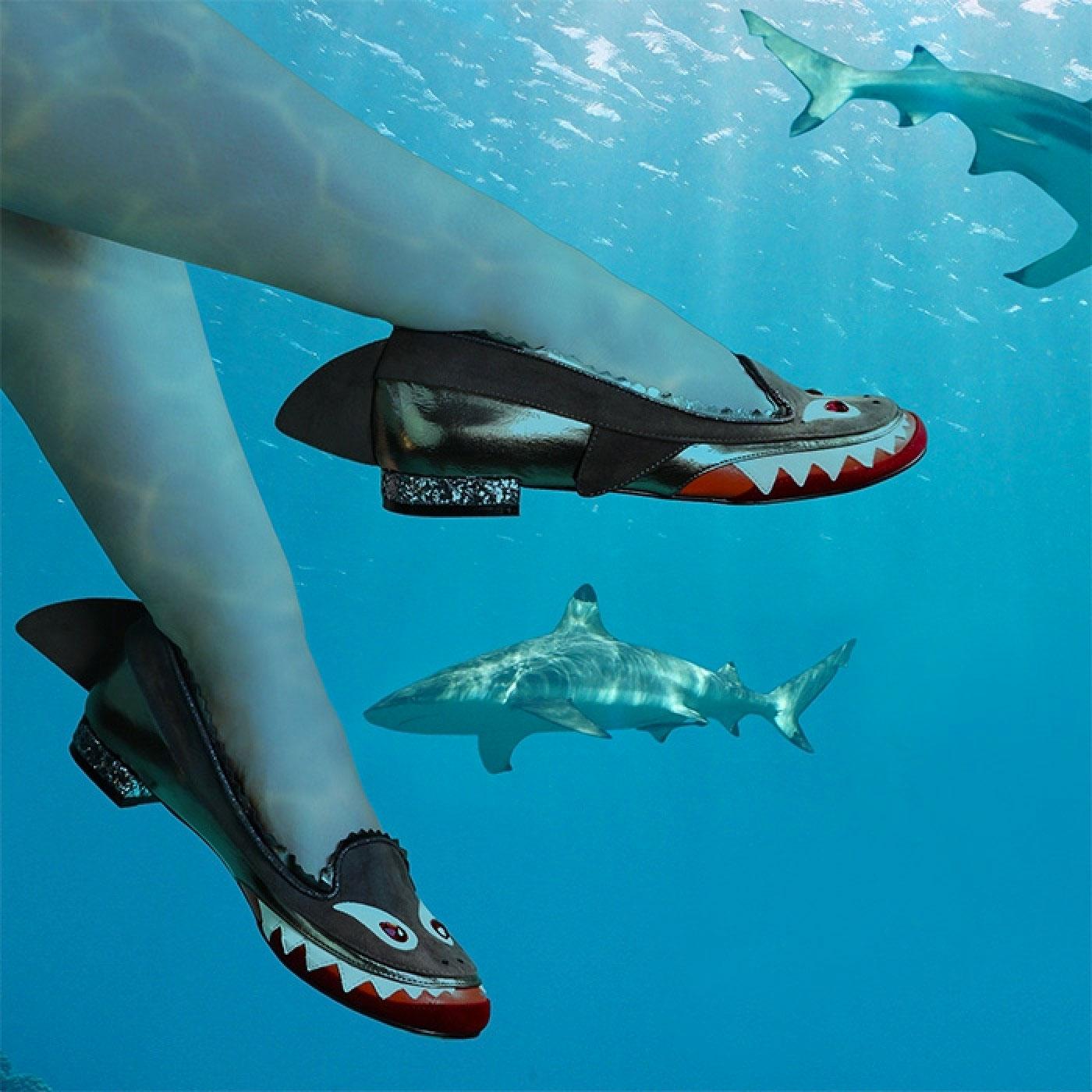 IRREGULAR CHOICE Mr. Shark-O Retro Shark Flats