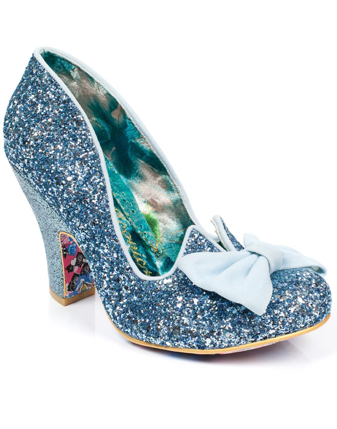 IRREGULAR CHOICE Nick Of Time 50s Retro Bow Heels in Blue