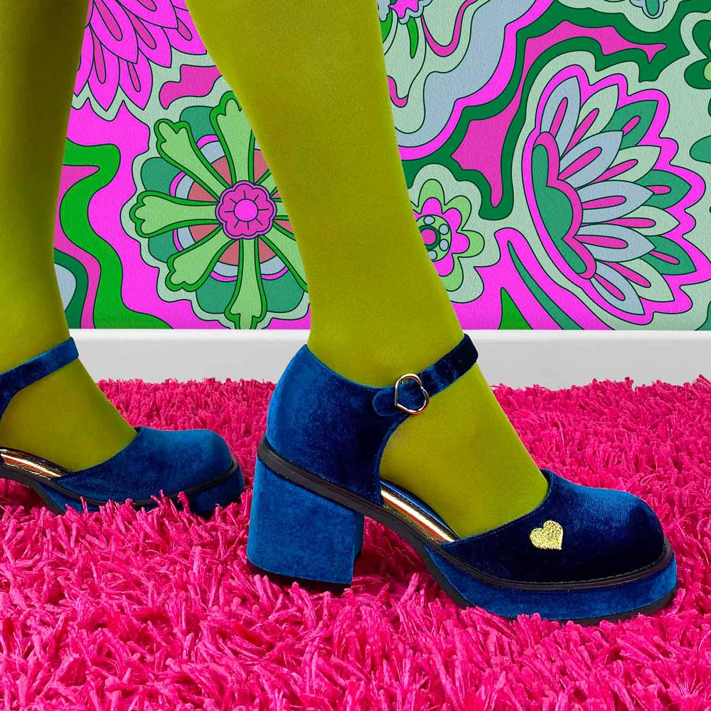 Night Fever IRREGULAR CHOICE Platform Mary Janes in Navy
