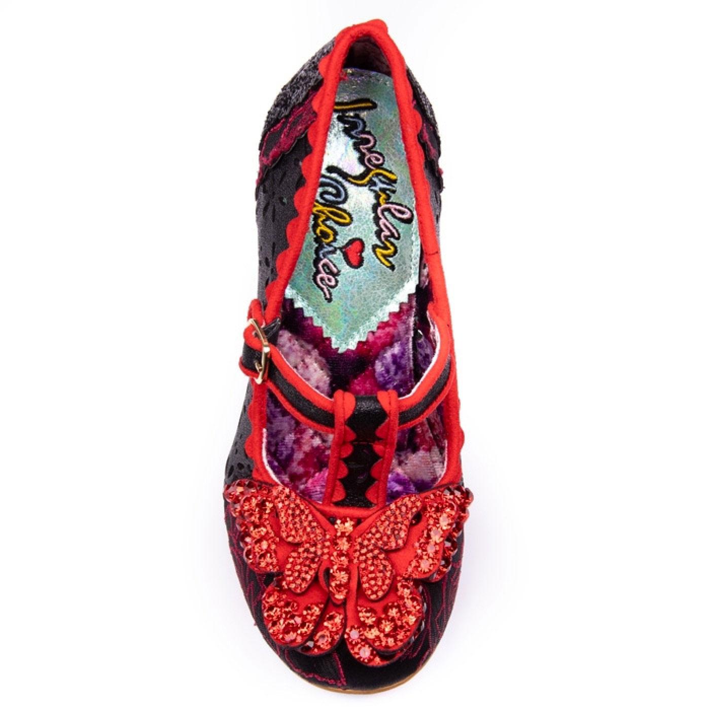 Irregular Choice Papillon Butterfly Womens Heel Shoes In Black Red Size UK 3-8