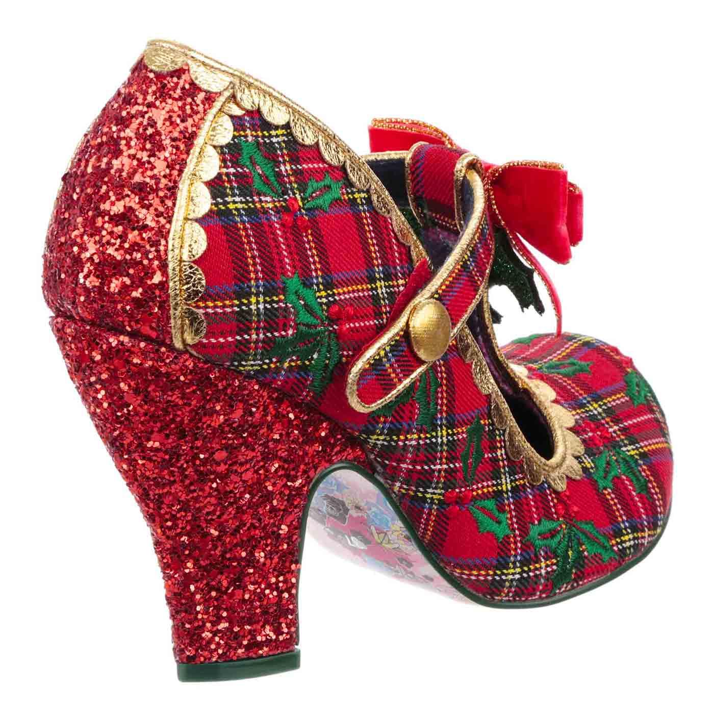 Perfect Parcel IRREGULAR CHOICE Tartan Party Heels in Red