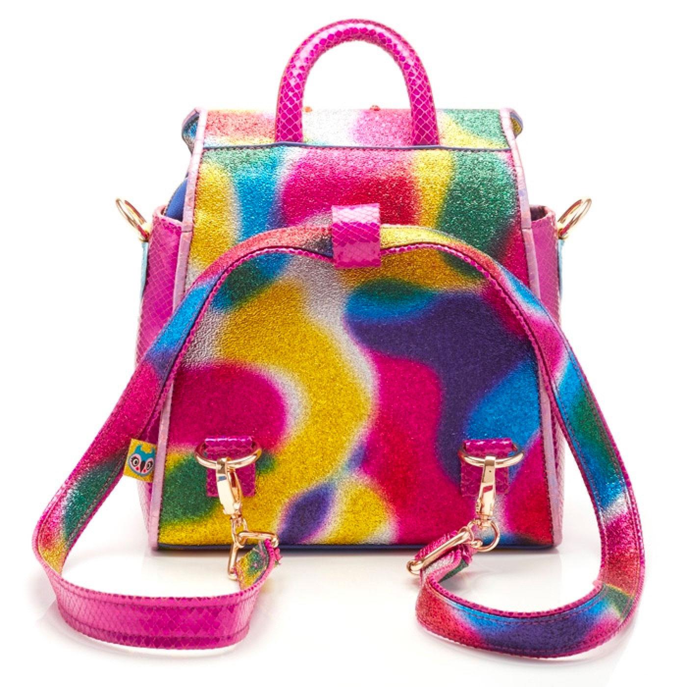 IRREGULAR CHOICE Rainbow Splash Retro Handbag Pink