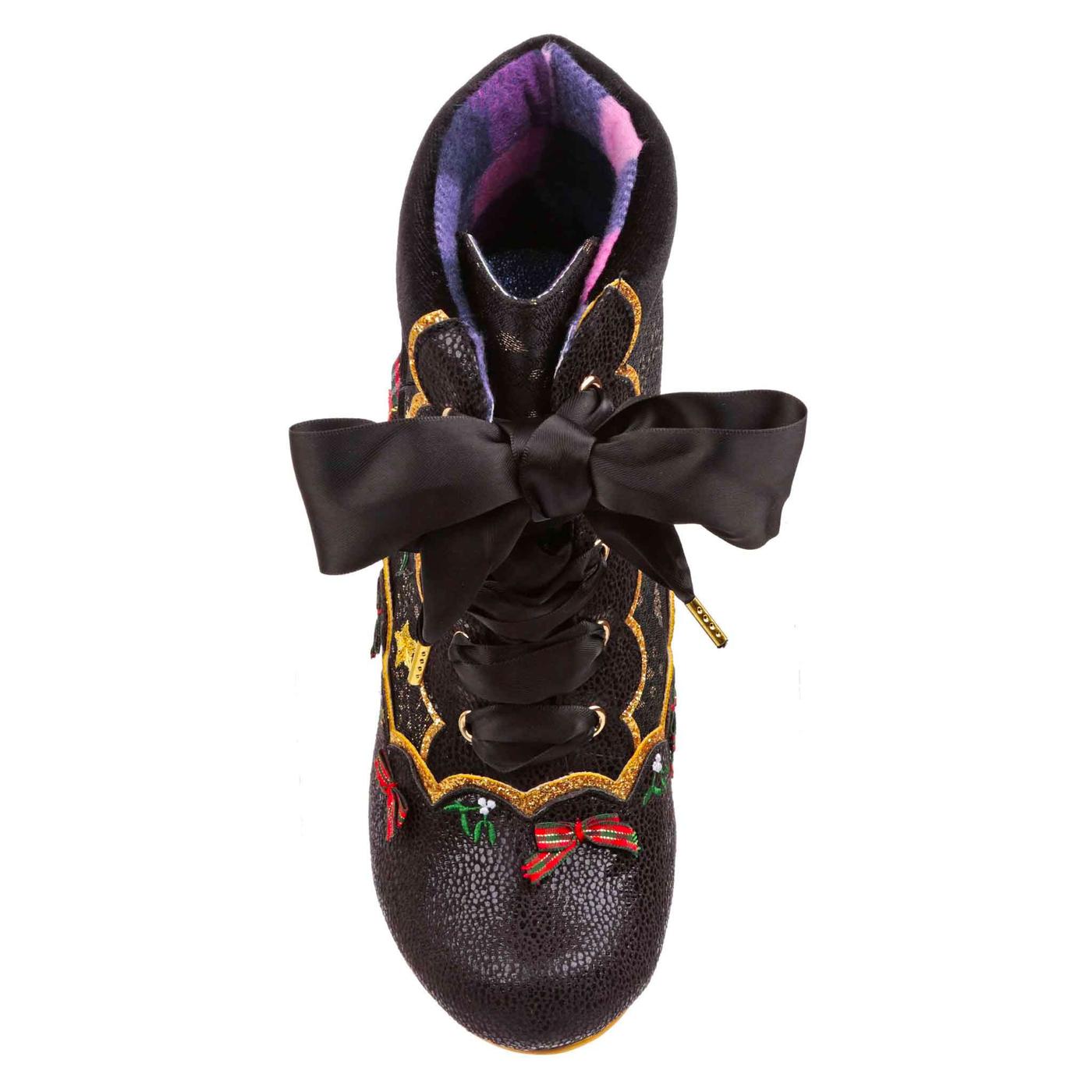 IRREGULAR CHOICE Reindeer Ride Christmas Heel Boots Black