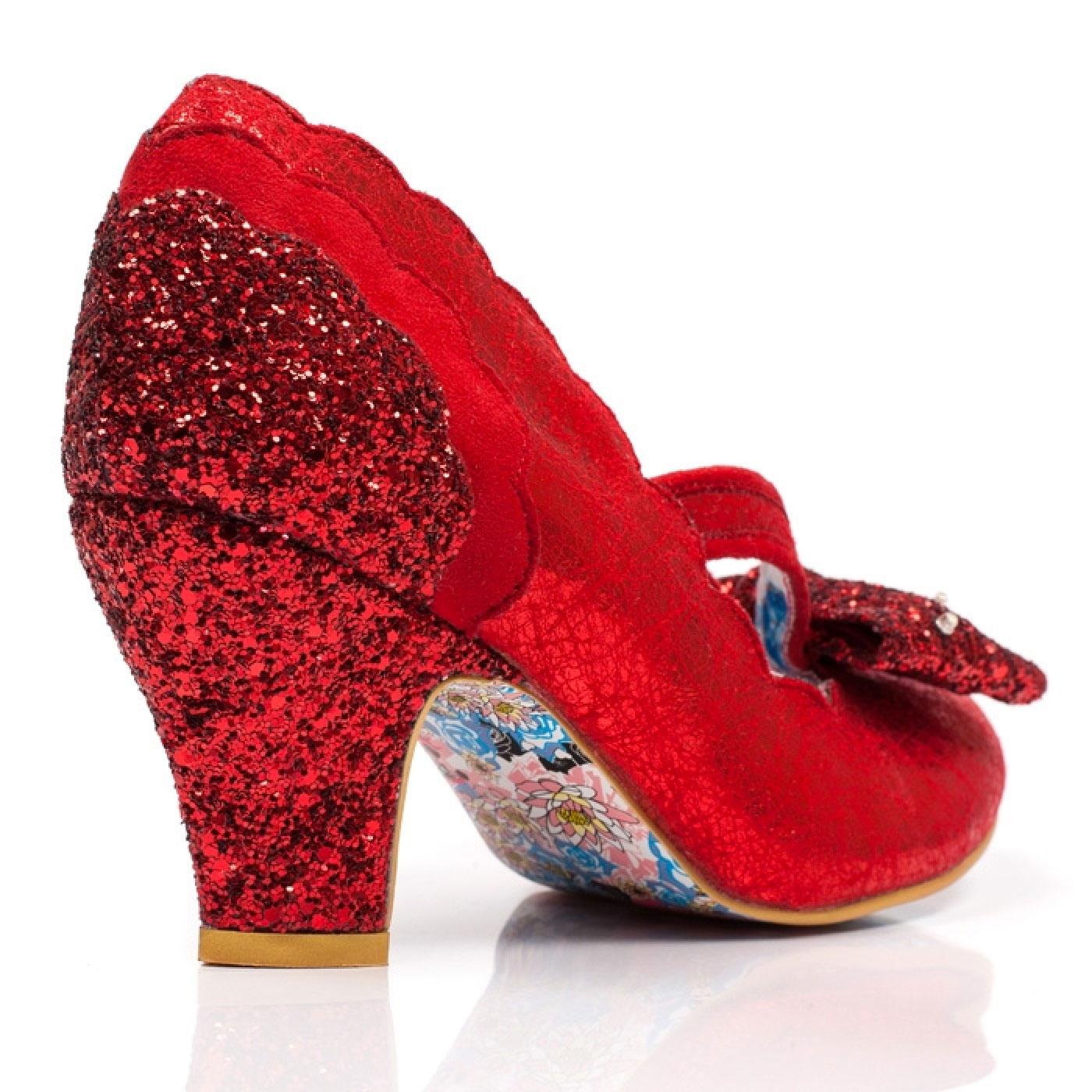 IRREGULAR CHOICE Twinkle Glitter Flashing Party Heels Red