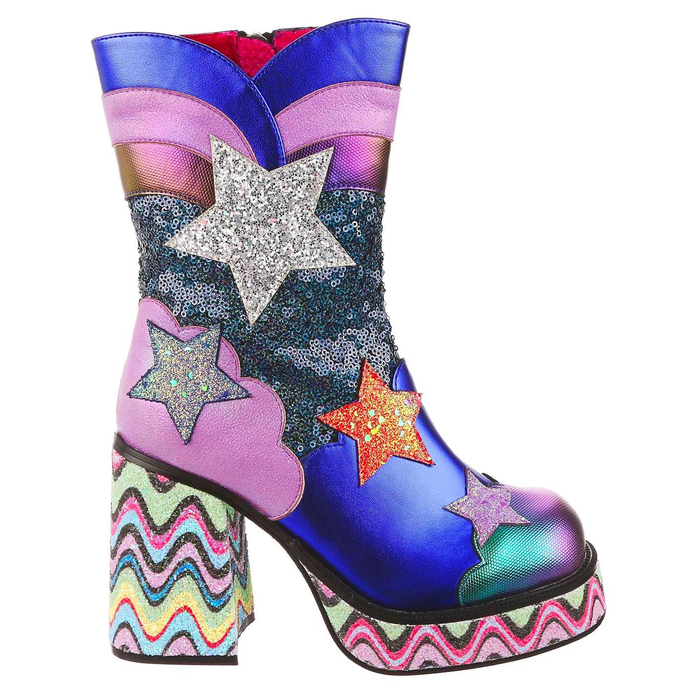 IRREGULAR CHOICE Ursa Major Retro 70s Platform Boots Black