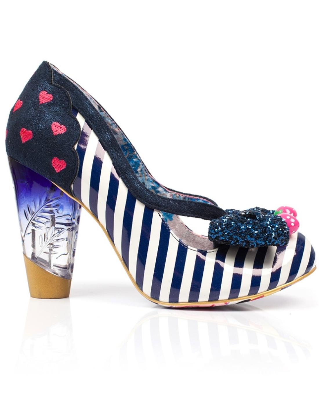 IRREGULAR CHOICE Wanderlust Retro Mod 60s Heels Navy