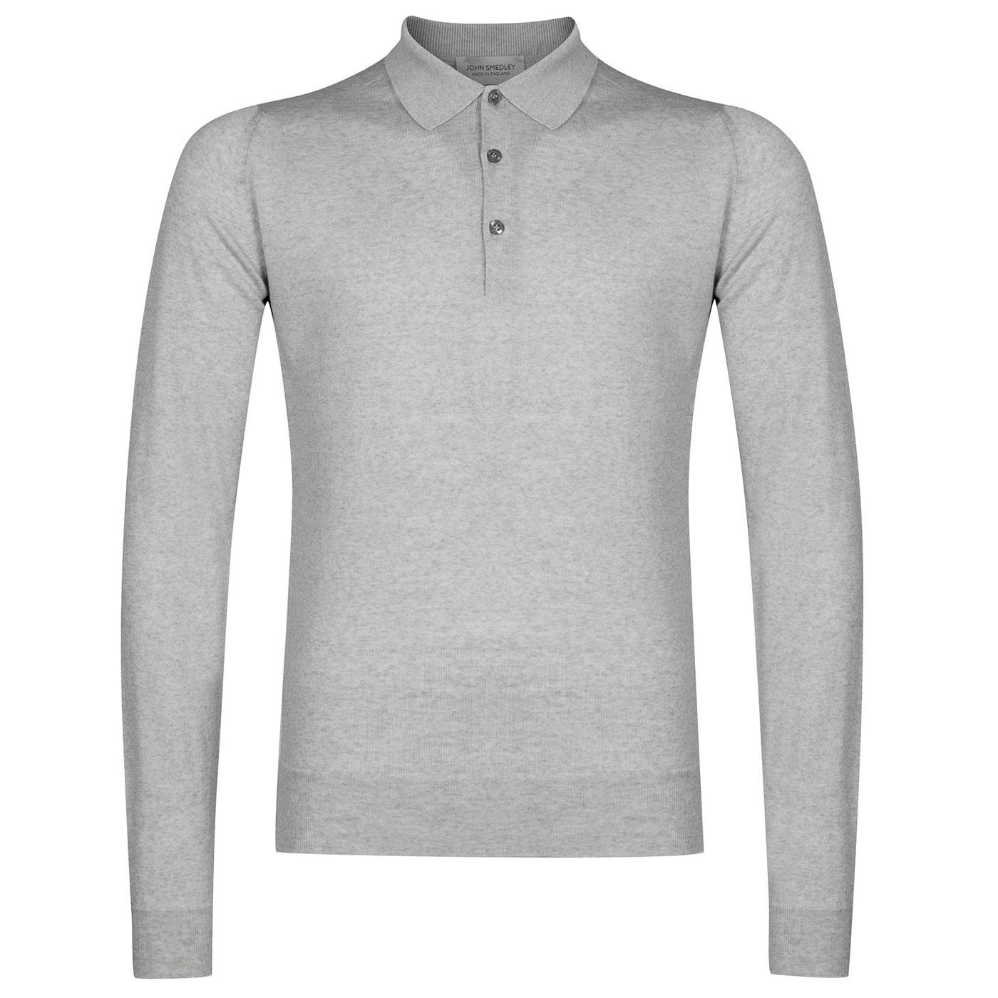Belper JOHN SMEDLEY Mens Knitted Polo Shirt in Bardot Grey
