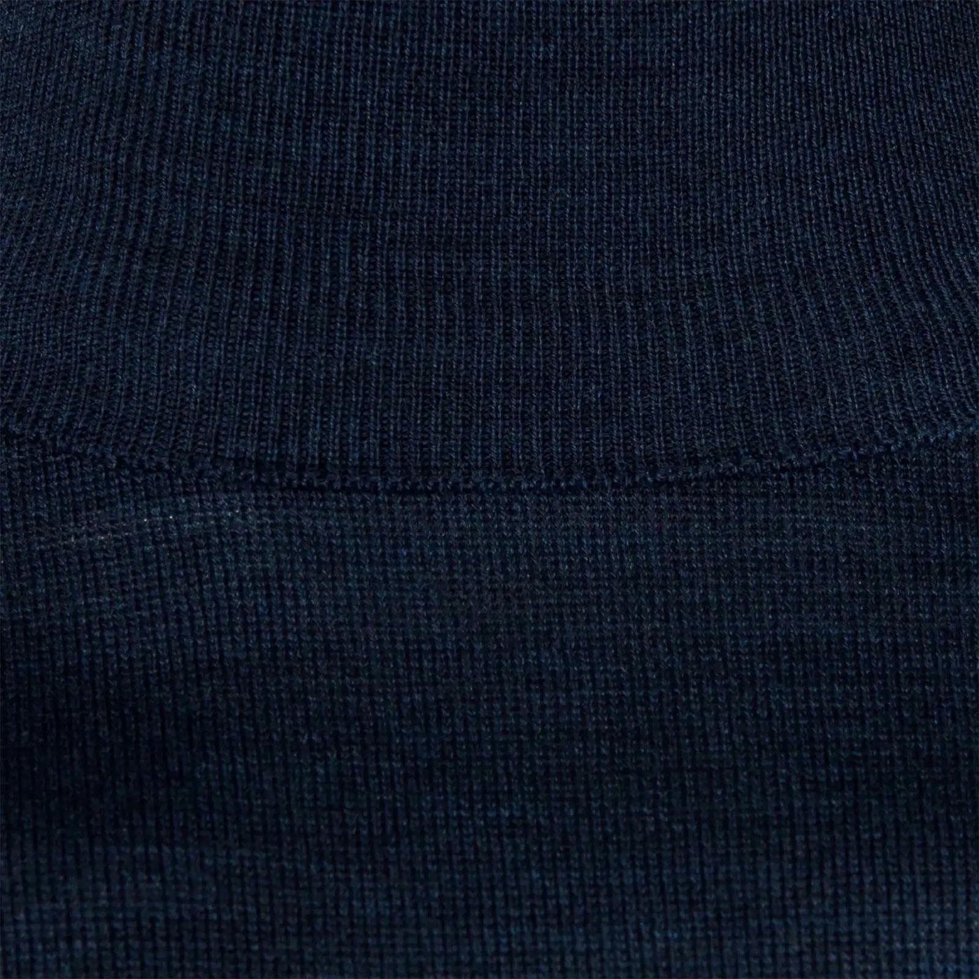 John Smedley Cherwell Retro 60s Mod Roll Neck Jumper In Indigo