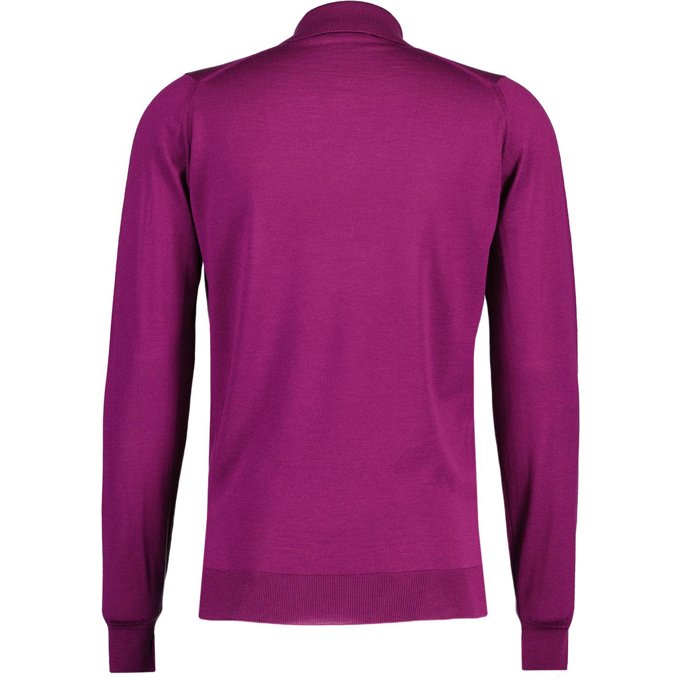 JOHN SMEDLEY Dorset Long-sleeve Polo ② John Smedley Men's Dorset Merino wool mod Polo Shirt Bramble