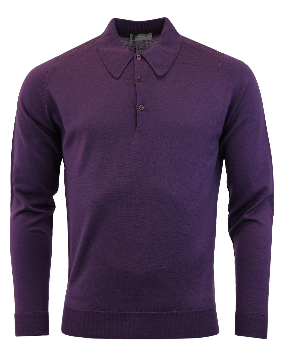 JOHN SMEDLEY Dorset Retro 60s Mod Knitted Polo in Purple