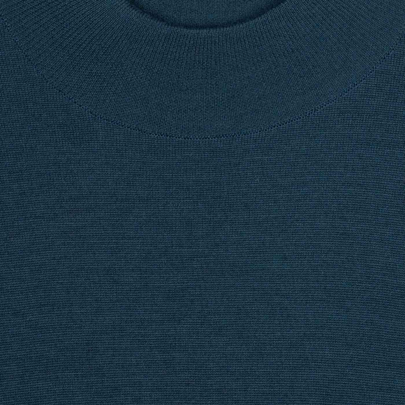John Smedley Harcourt Mock Turtleneck Jumper in Smoke Blue