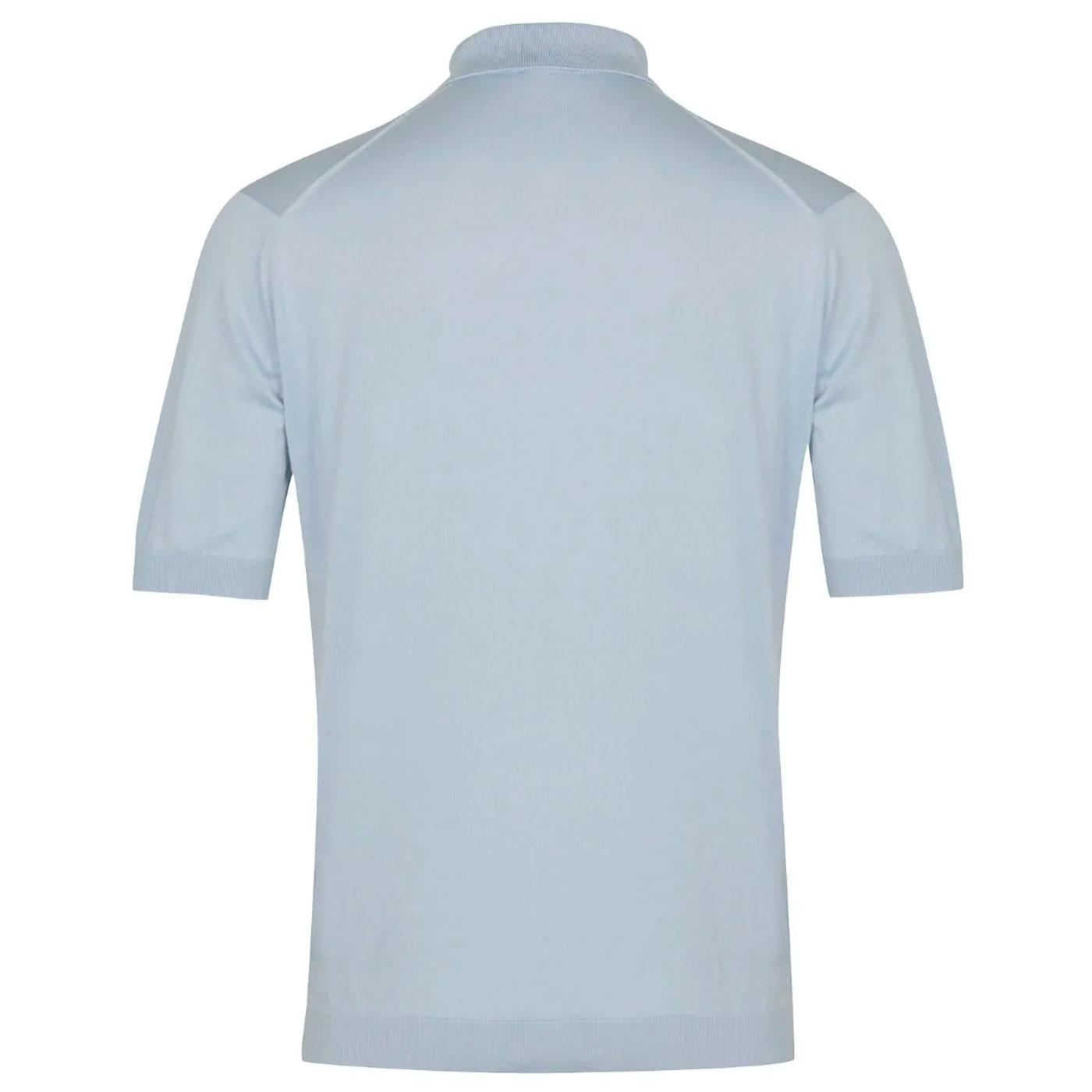 Isis JOHN SMEDLEY Made in England Polo Top in Coast Blue