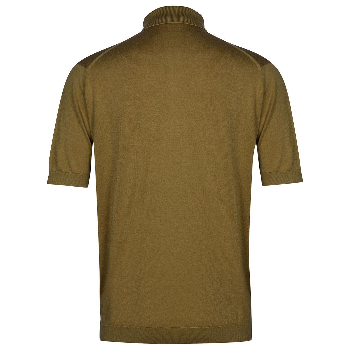 JOHN SMEDLEY Isis Knitted Mod Polo Shirt in Willow Green