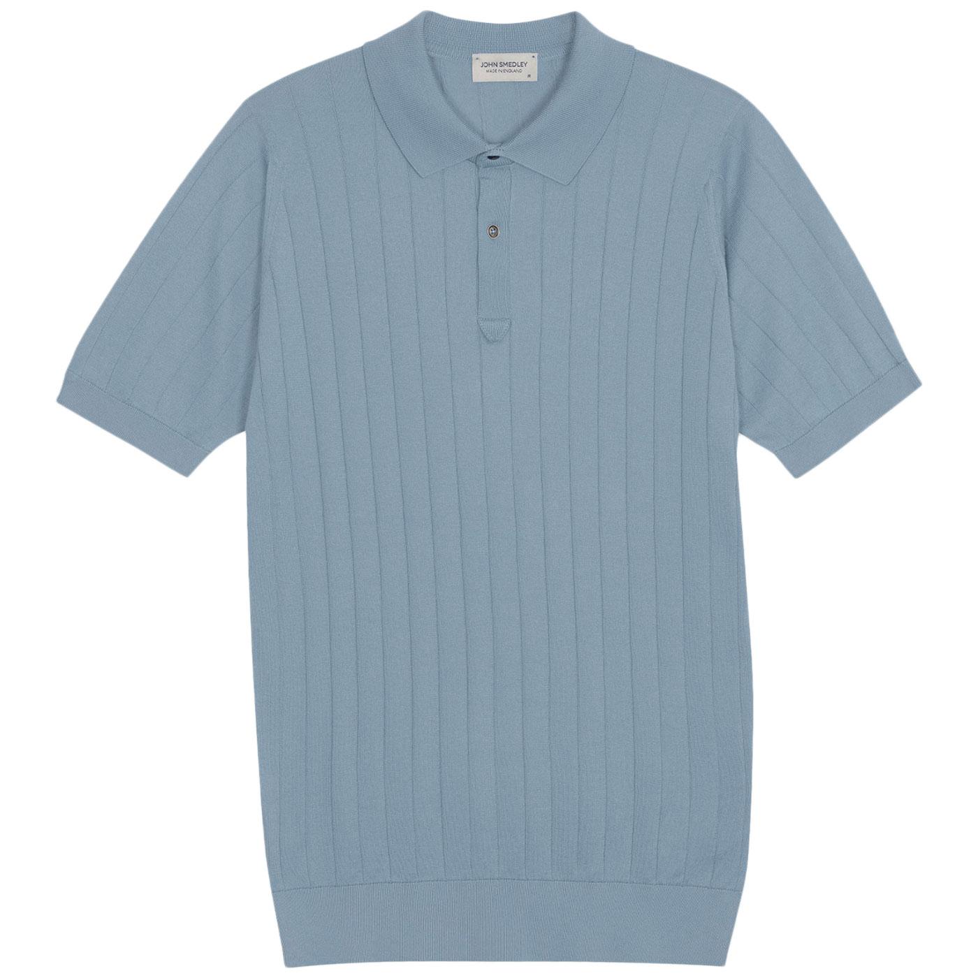 Leeshaw John Smedley Ribbed Stripe Polo Shirt SG
