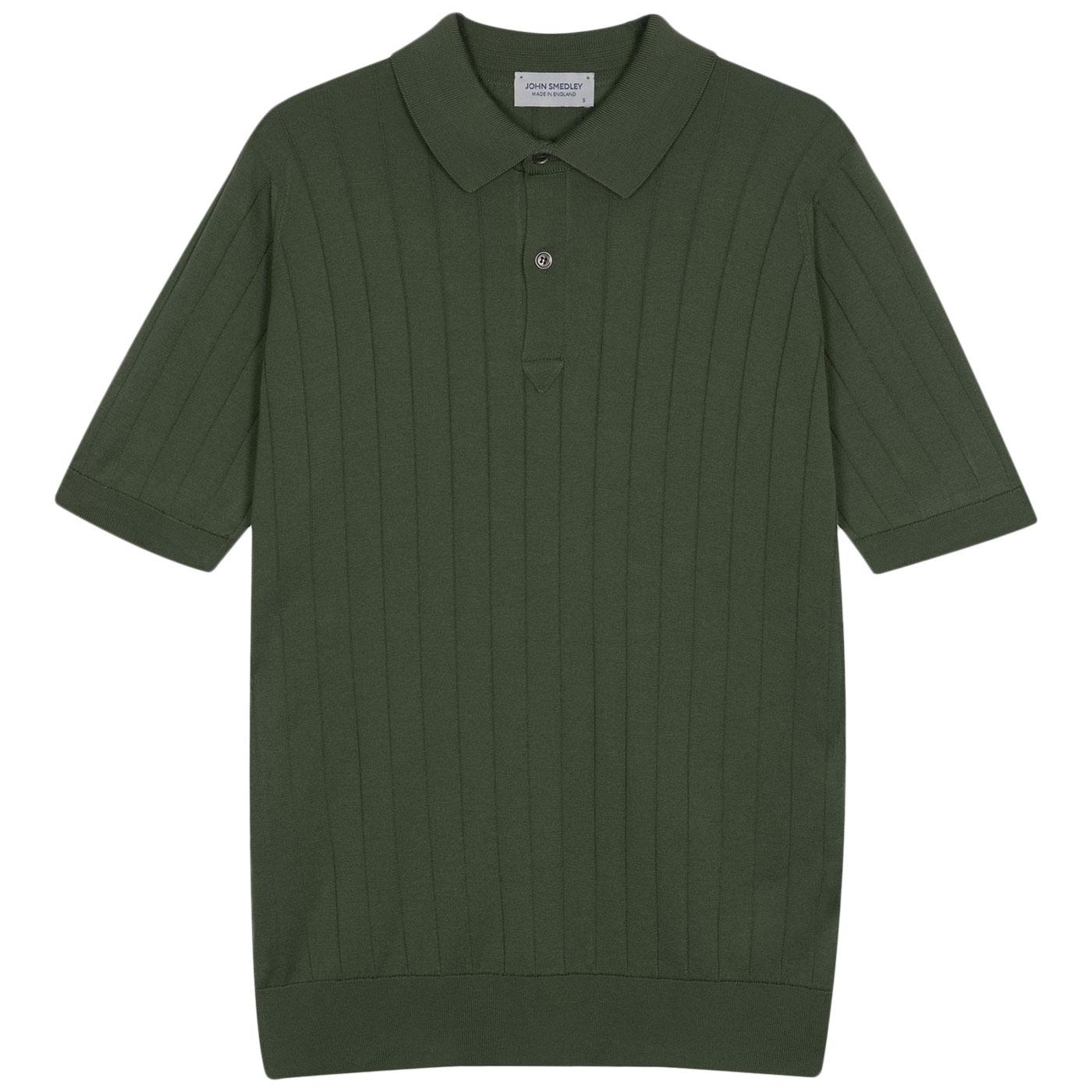 Leeshaw John Smedley Ribbed Stripe Polo Shirt P