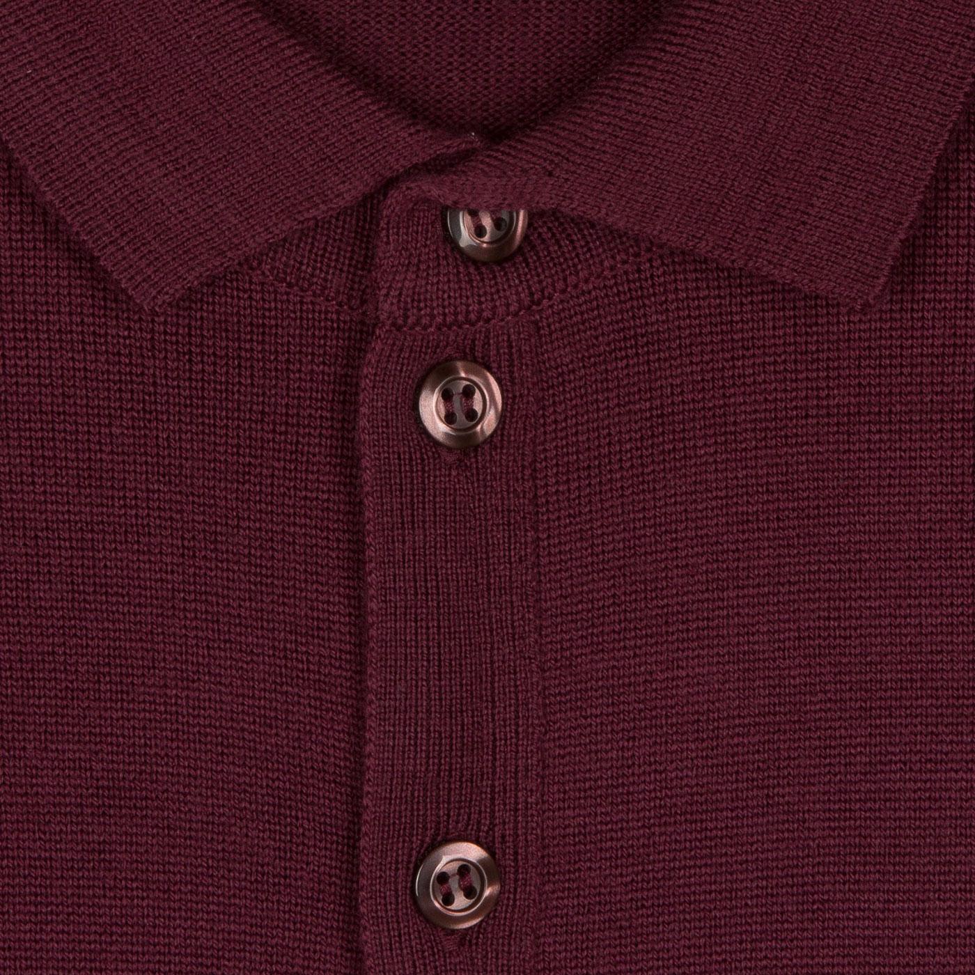JOHN SMEDLEY 'Parwish' Wool Knitted Cardigan Bordeaux