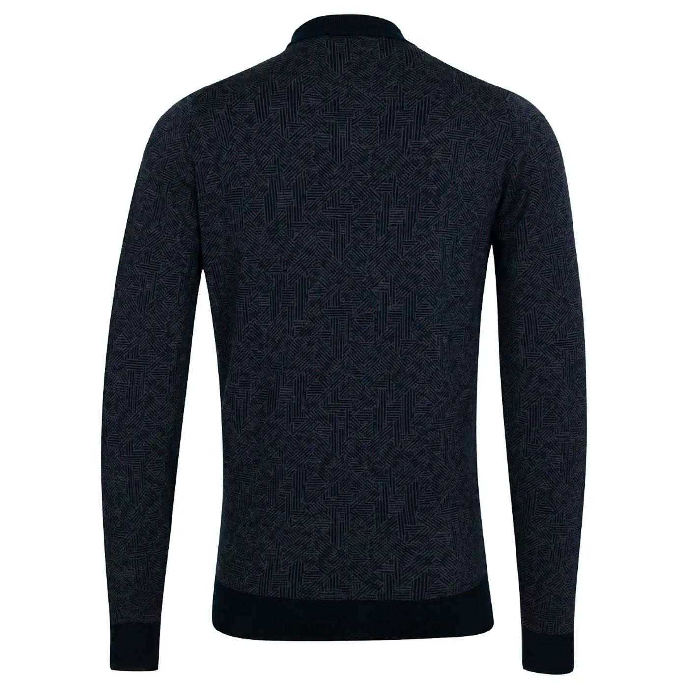 Polton JOHN SMEDLEY Retro Knitted Jacquard Polo in Orion Green