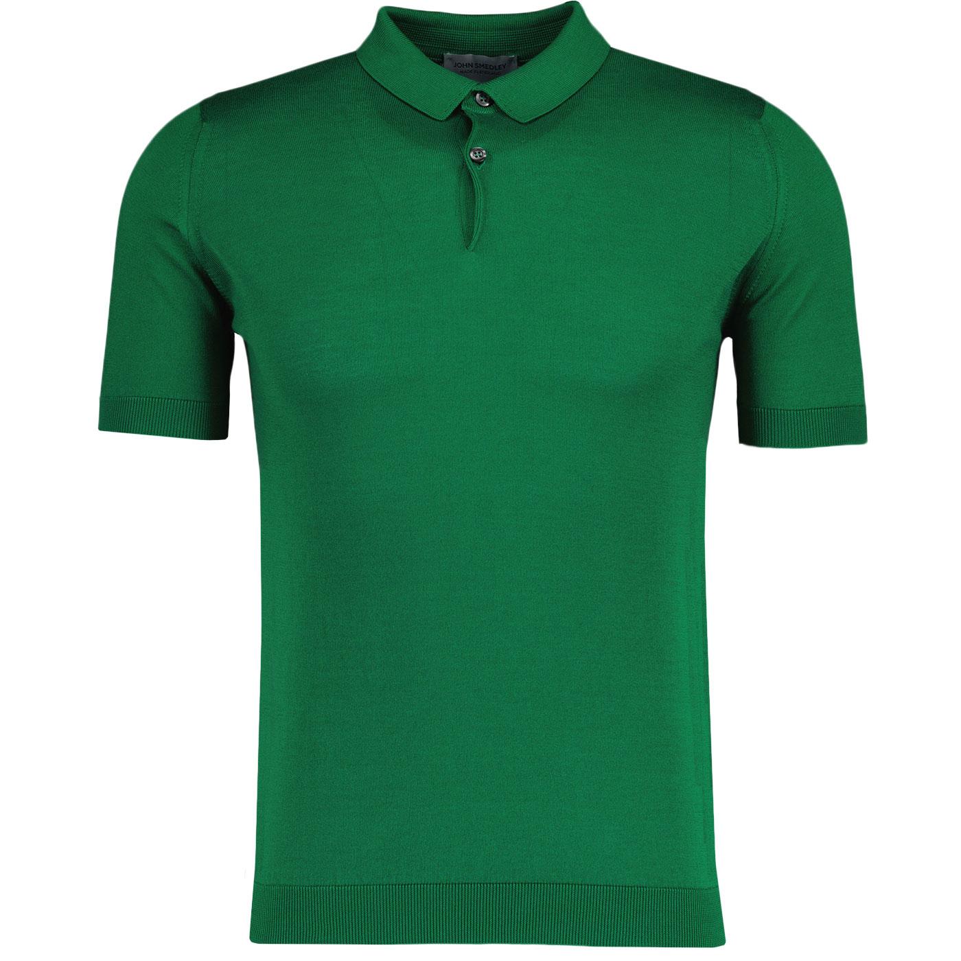Rhodes John Smedley Knitted Retro Polo Shirt Green