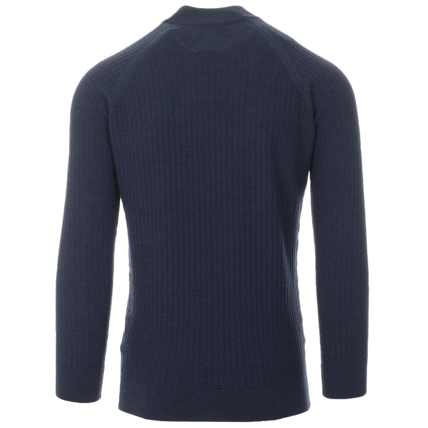 Rickhill JOHN SMEDLEY Rib Mock Turtleneck Jumper in Indigo