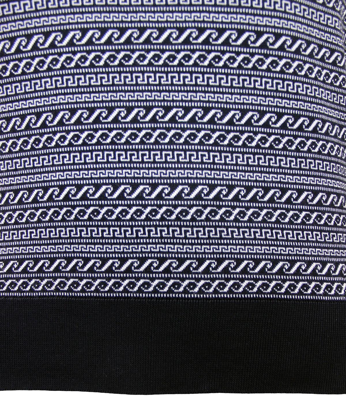 JOHN SMEDLEY Totterdown Retro Mod Fairisle Grandad Jumper Navy