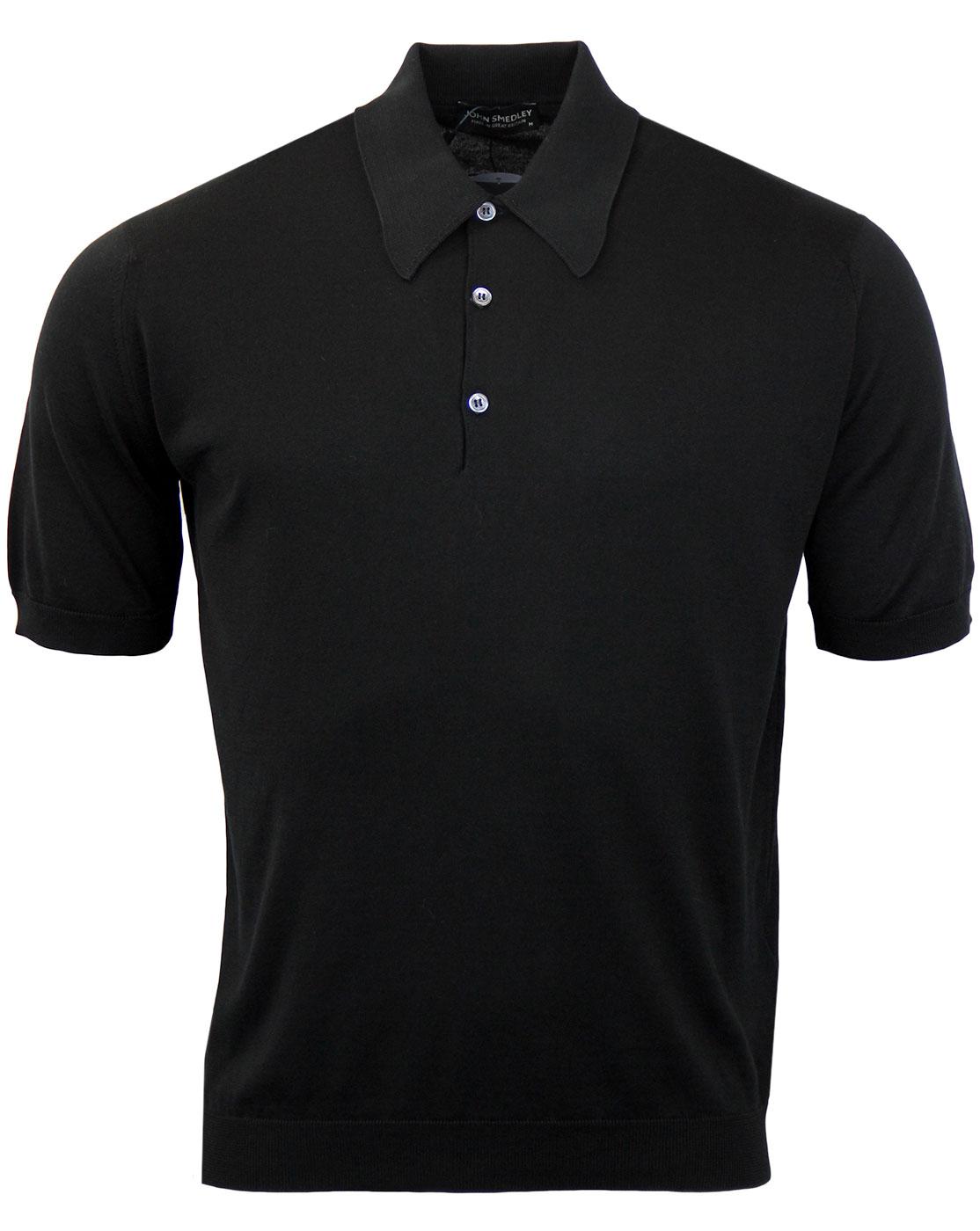 JOHN SMEDLEY Isis Retro 60s Mod Classic Fit Knitted Polo Black