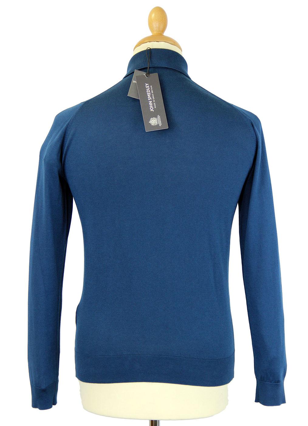 JOHN SMEDLEY Exeter Retro 60s Mod Slim Fit Polo Shirt Shadow Blue