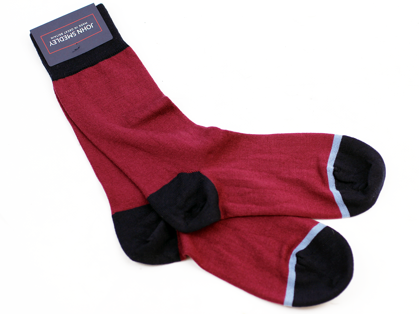 John Smedley Maldon Mens Retro Mod Socks in Ruby Wine