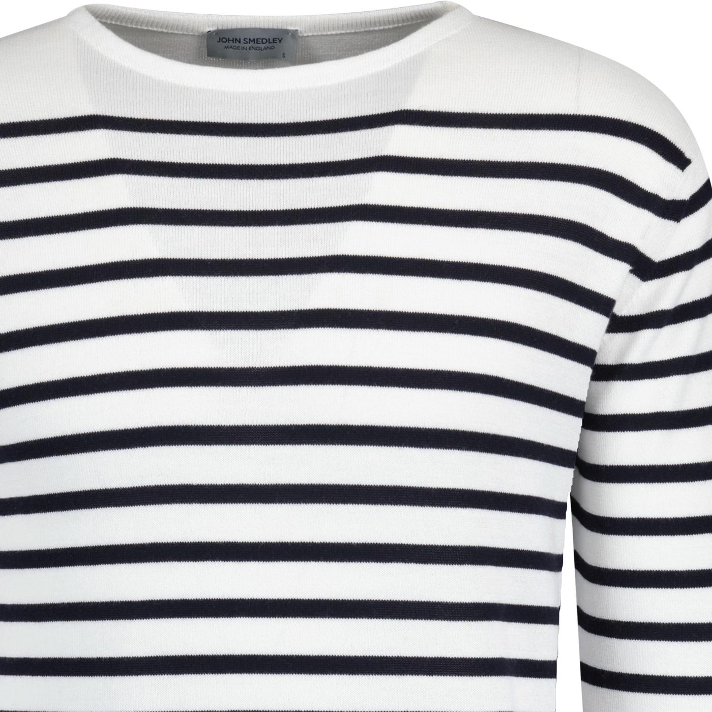 Chelton John Smedley Breton Stripe Pullover in White