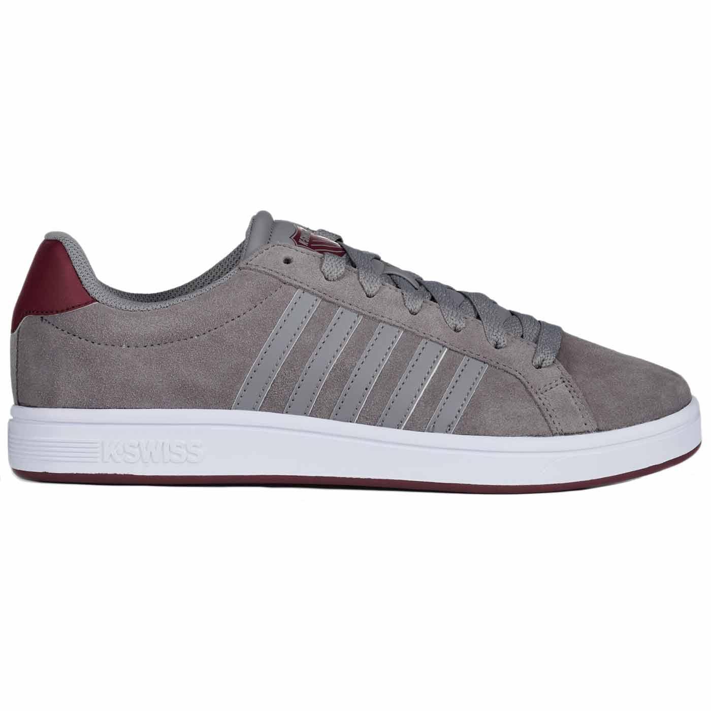 Court Tiebreak Suede K SWISS Retro Low Trainers in Frost Grey