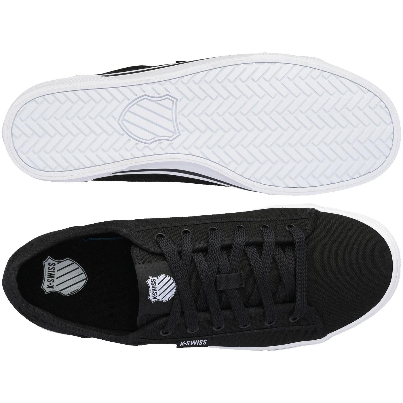 K SWISS 'Port' Mens Retro Canvas Tennis Trainers in Black