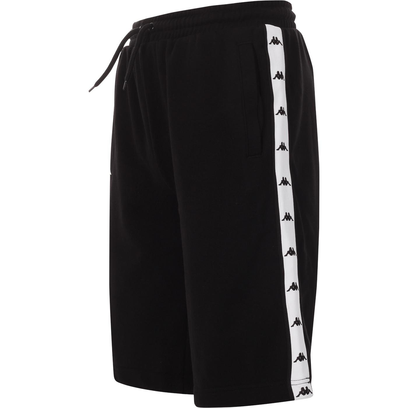KAPPA Tunner 90s Mid Length Wide Cut Shorts in Black/White