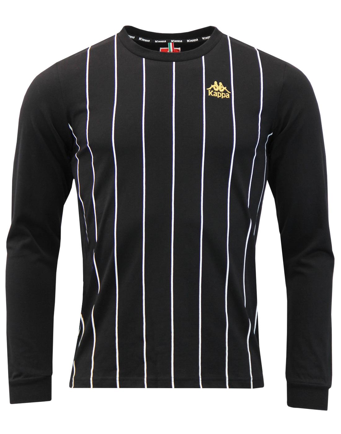 Solis Mens Retro 70s Long Sleeve Pinstripe T-Shirt in Black